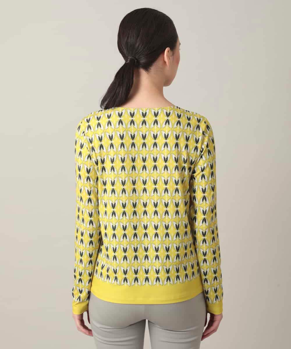 RHKED41290 HIROKO KOSHINO(ヒロココシノ) 幾何プリントベア天竺カットソー/日本製/洗える イエロー