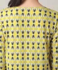 RHKED41290 HIROKO KOSHINO(ヒロココシノ) 幾何プリントベア天竺カットソー/日本製/洗える イエロー