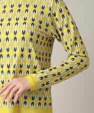 RHKED41290 HIROKO KOSHINO(ヒロココシノ) 幾何プリントベア天竺カットソー/日本製/洗える イエロー