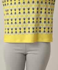 RHKED41290 HIROKO KOSHINO(ヒロココシノ) 幾何プリントベア天竺カットソー/日本製/洗える イエロー