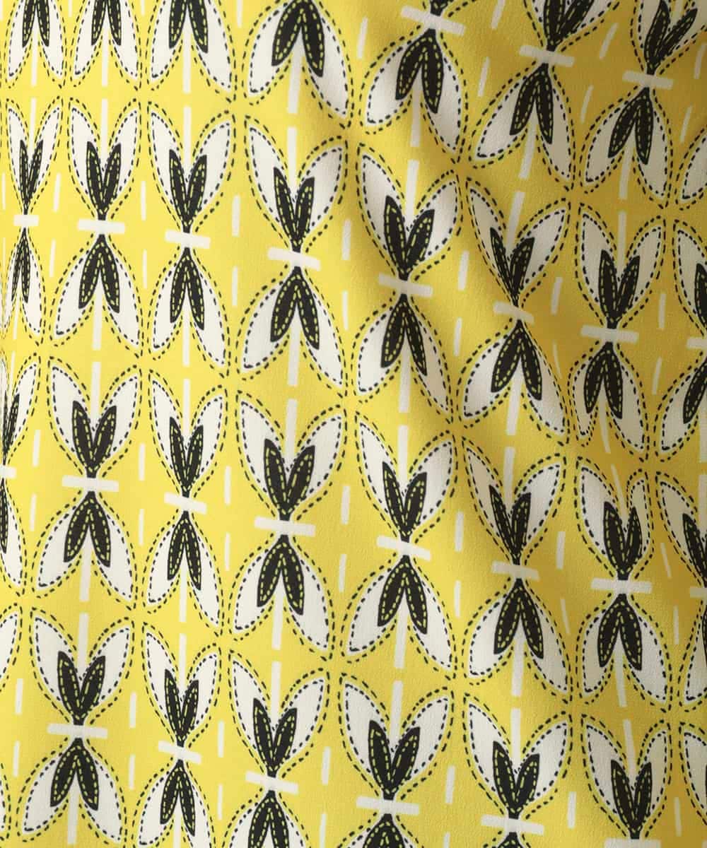 RHKED41290 HIROKO KOSHINO(ヒロココシノ) 幾何プリントベア天竺カットソー/日本製/洗える イエロー