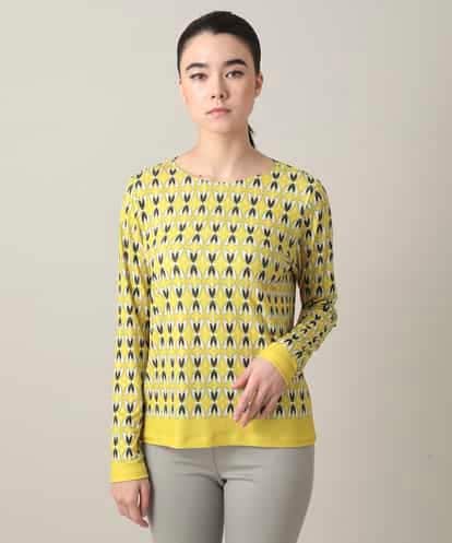 RHKED41290 HIROKO KOSHINO 幾何プリントベア天竺カットソー/日本製/洗える