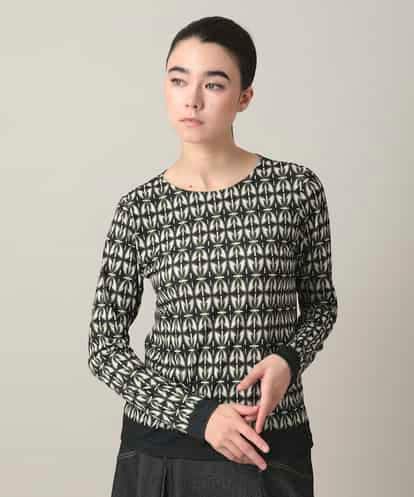 RHKED41290 HIROKO KOSHINO 幾何プリントベア天竺カットソー/日本製/洗える