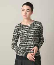 RHKED41290 HIROKO KOSHINO(ヒロココシノ) 幾何プリントベア天竺カットソー/日本製/洗える ブラック