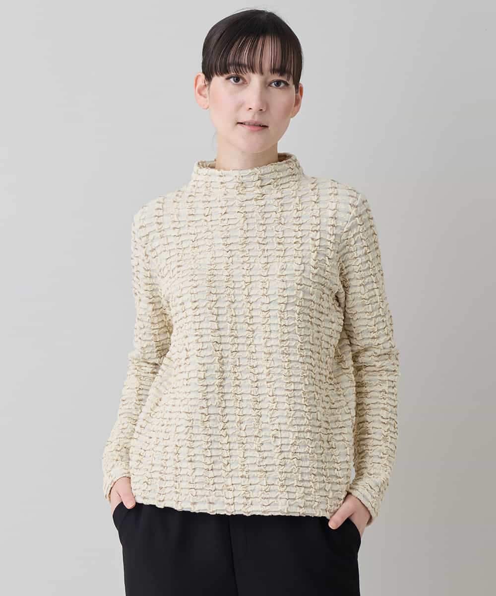 RHKED50450 HIROKO KOSHINO(ヒロココシノ) ブリスタージャカードラメ入りプルオーバー /日本製/洗える ベージュ