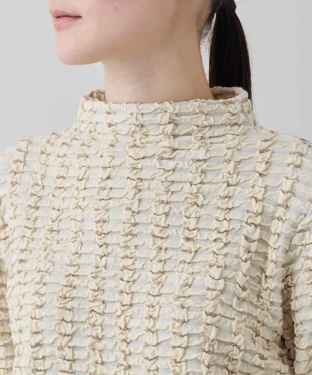 RHKED50450 HIROKO KOSHINO(ヒロココシノ) ブリスタージャカードラメ入りプルオーバー /日本製/洗える ベージュ