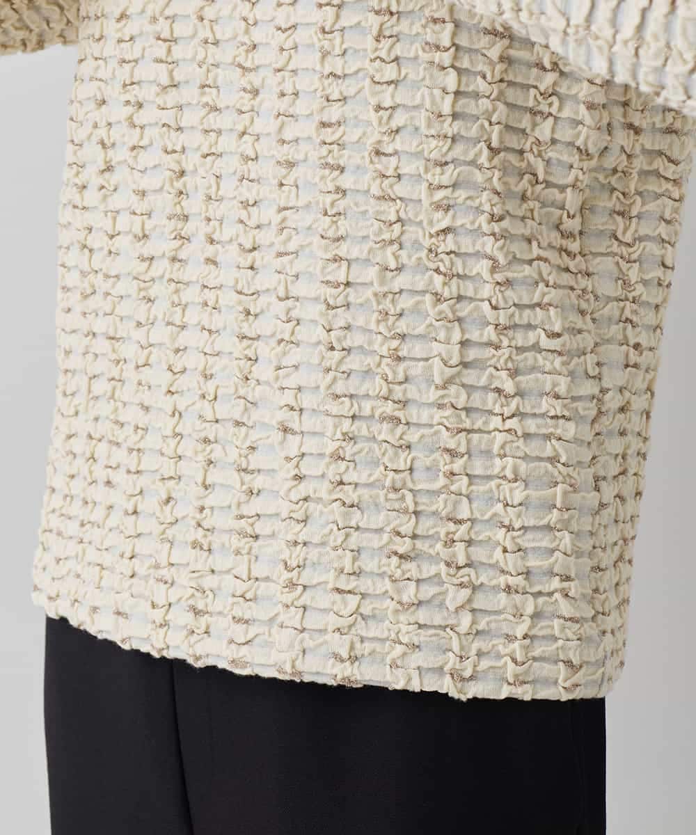 RHKED50450 HIROKO KOSHINO(ヒロココシノ) ブリスタージャカードラメ入りプルオーバー /日本製/洗える ベージュ