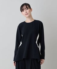 RHKED55390 HIROKO KOSHINO(ヒロココシノ) 配色ライン立体デザインプルオーバー /日本製/洗える ブラック