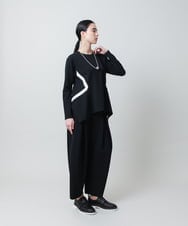 RHKED55390 HIROKO KOSHINO(ヒロココシノ) 配色ライン立体デザインプルオーバー /日本製/洗える ブラック