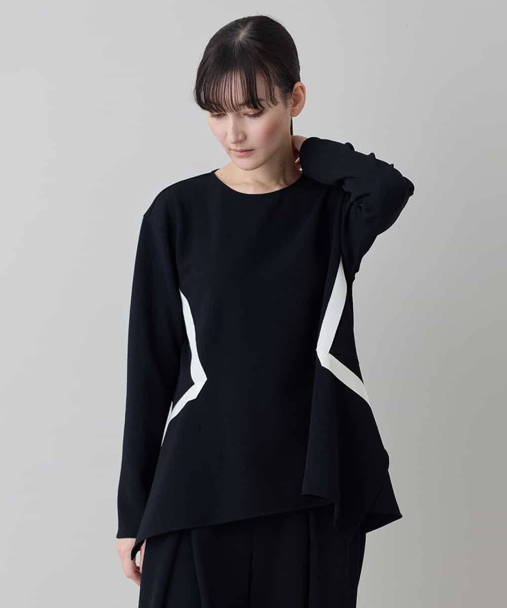 RHKED55390 HIROKO KOSHINO 配色ライン立体デザインプルオーバー /日本製/洗える