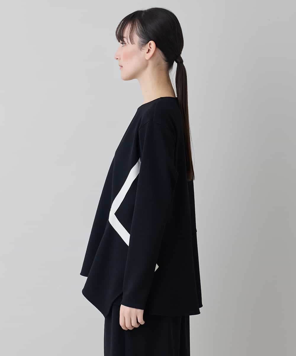 RHKED55390 HIROKO KOSHINO(ヒロココシノ) 配色ライン立体デザインプルオーバー /日本製/洗える ブラック