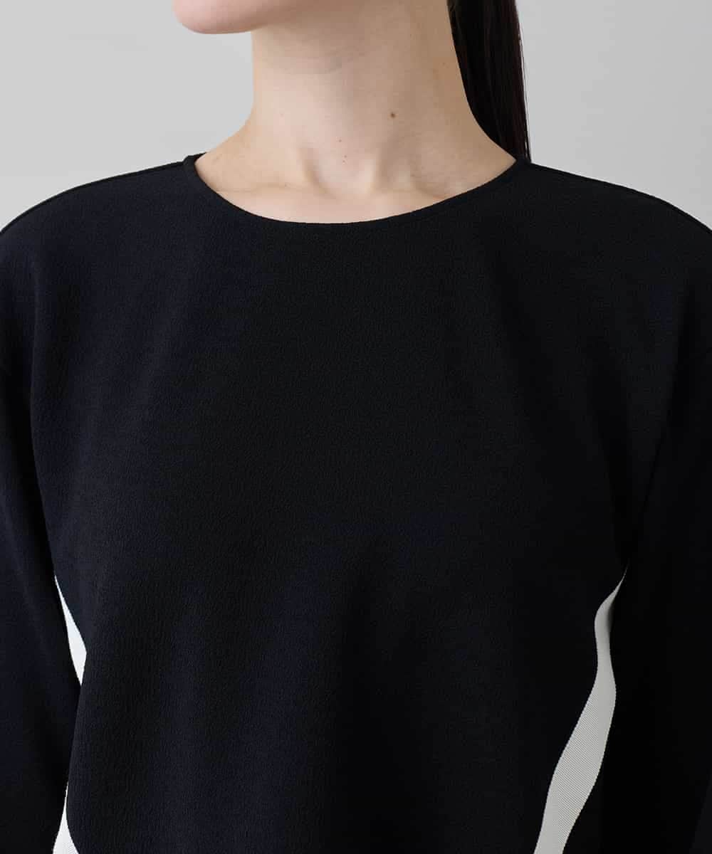 RHKED55390 HIROKO KOSHINO(ヒロココシノ) 配色ライン立体デザインプルオーバー /日本製/洗える ブラック