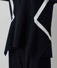 RHKED55390 HIROKO KOSHINO(ヒロココシノ) 配色ライン立体デザインプルオーバー /日本製/洗える ブラック