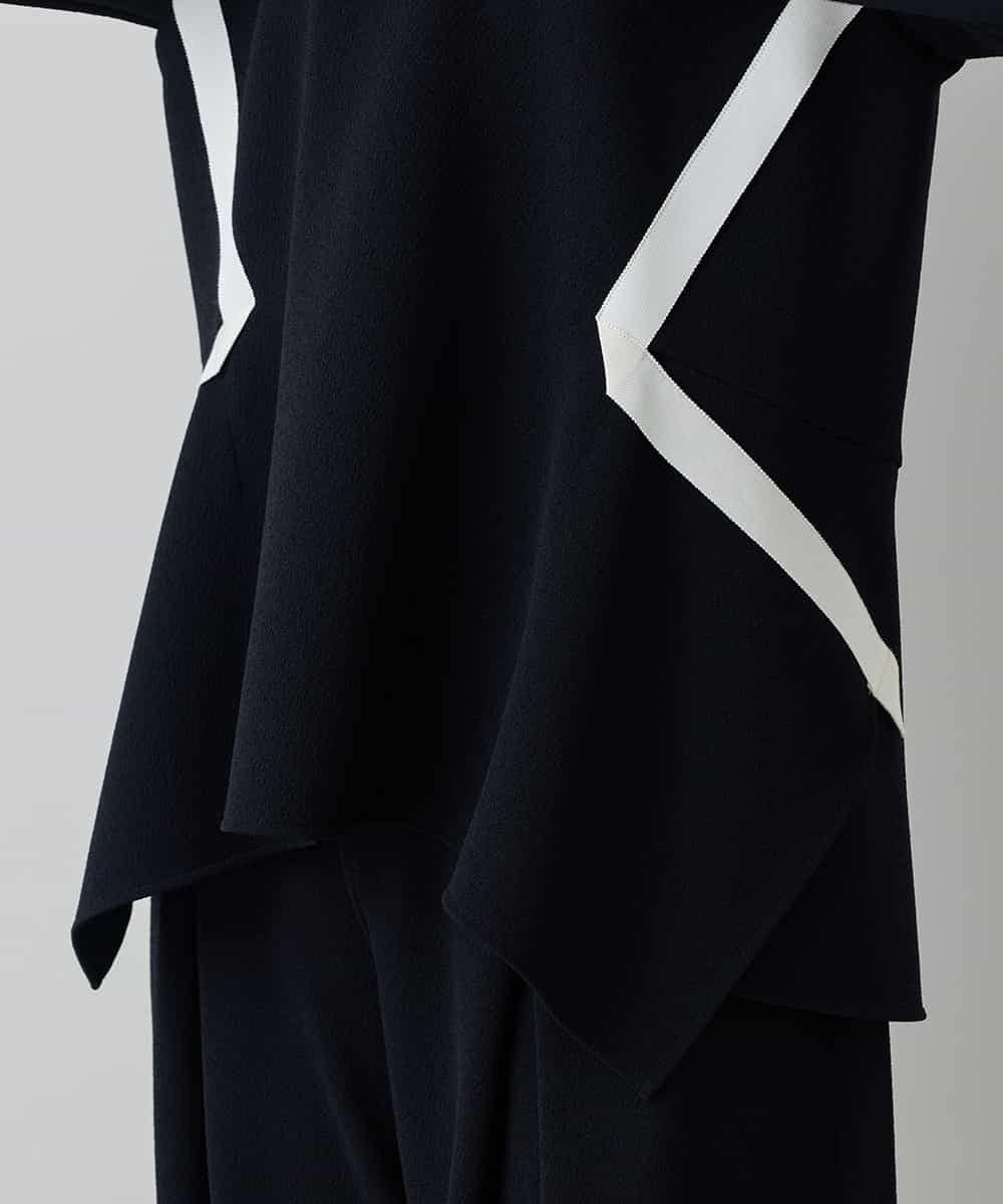 RHKED55390 HIROKO KOSHINO(ヒロココシノ) 配色ライン立体デザインプルオーバー /日本製/洗える ブラック