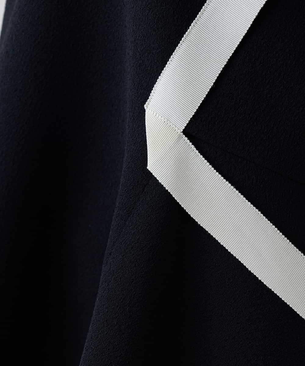 RHKED55390 HIROKO KOSHINO(ヒロココシノ) 配色ライン立体デザインプルオーバー /日本製/洗える ブラック