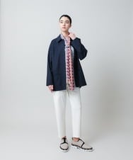 RHKED56390 HIROKO KOSHINO(ヒロココシノ) 幾何プリントプリーツデザインカットソー /洗える ライトブルー