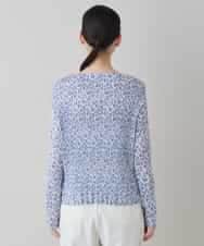 RHKED56390 HIROKO KOSHINO(ヒロココシノ) 幾何プリントプリーツデザインカットソー /洗える ライトブルー