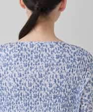 RHKED56390 HIROKO KOSHINO(ヒロココシノ) 幾何プリントプリーツデザインカットソー /洗える ライトブルー