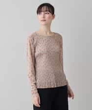 RHKED56390 HIROKO KOSHINO(ヒロココシノ) 幾何プリントプリーツデザインカットソー /洗える ベージュ