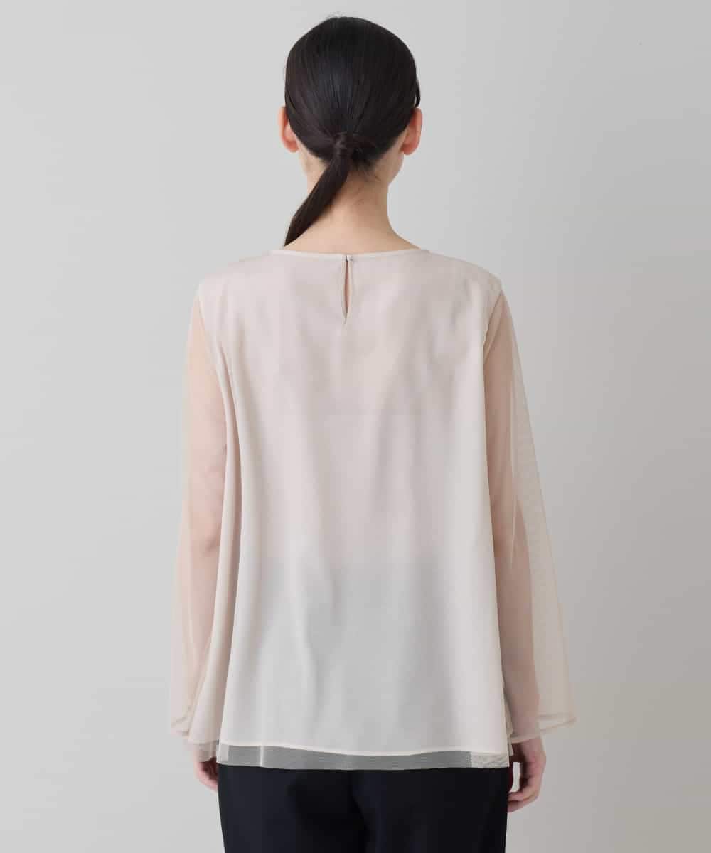 RHKED57590 HIROKO KOSHINO(ヒロココシノ) フラワー刺繍チュールトップス/洗える ベージュ