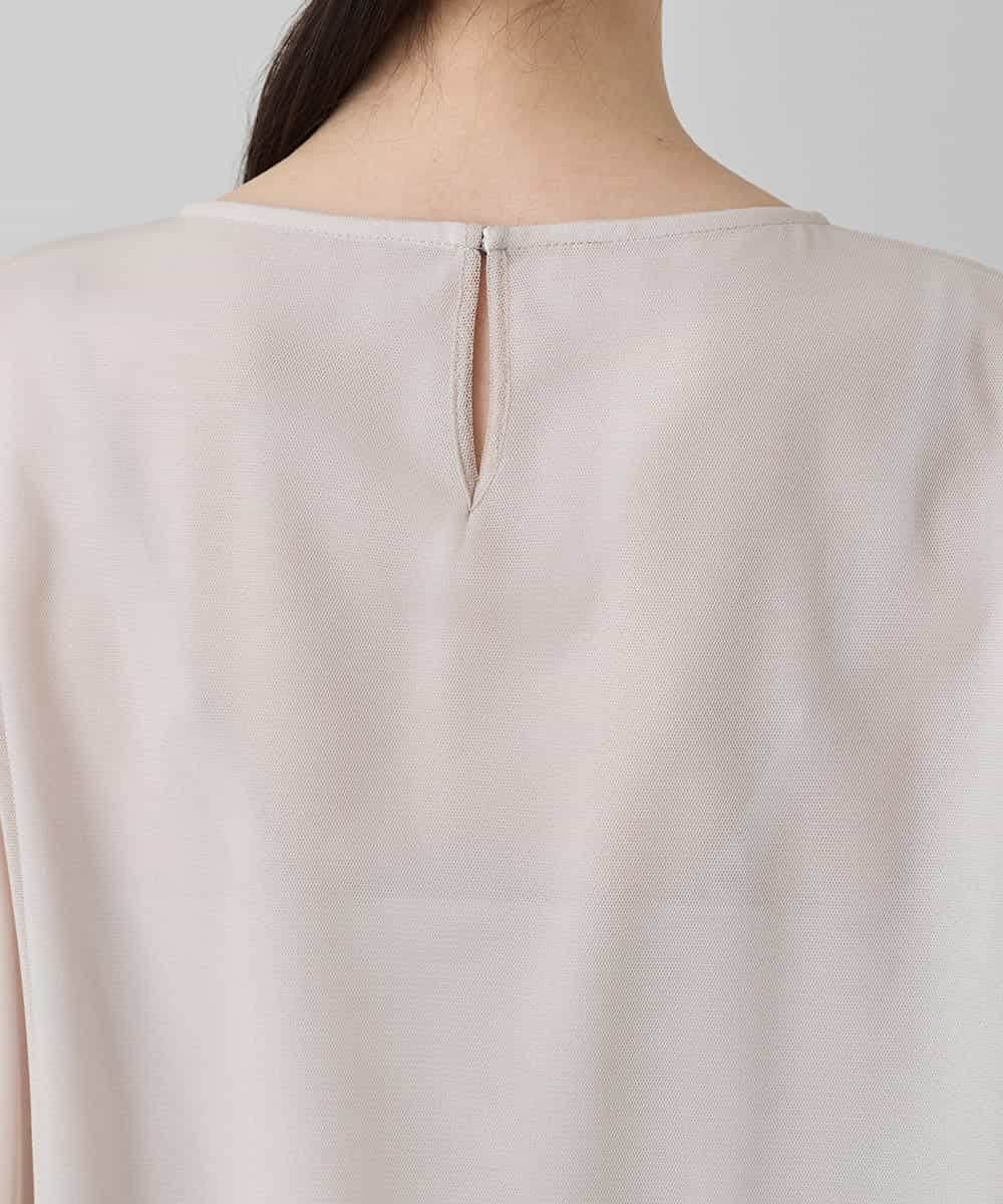 RHKED57590 HIROKO KOSHINO(ヒロココシノ) フラワー刺繍チュールトップス/洗える ベージュ