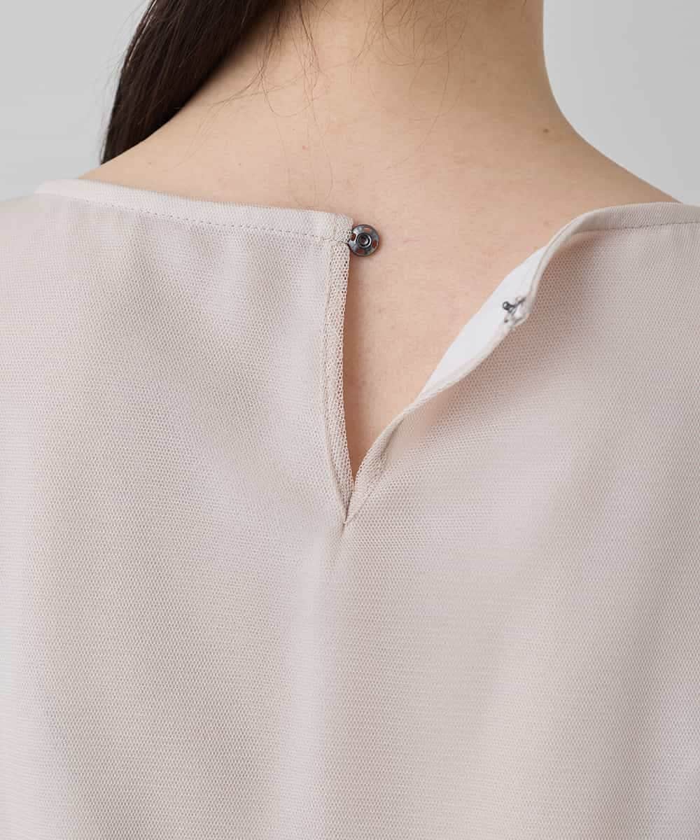 RHKED57590 HIROKO KOSHINO(ヒロココシノ) フラワー刺繍チュールトップス/洗える ベージュ