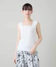 RHKEF97150 HIROKO KOSHINO(ヒロココシノ) ドライポンチデザインタンクトップ/日本製/洗濯機で洗える ホワイト
