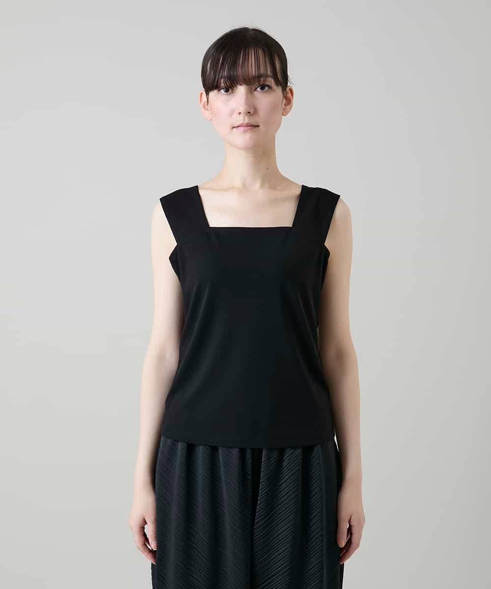 RHKEF97150 HIROKO KOSHINO(ヒロココシノ) ドライポンチデザインタンクトップ/日本製/洗濯機で洗える ブラック