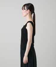 RHKEF97150 HIROKO KOSHINO(ヒロココシノ) ドライポンチデザインタンクトップ/日本製/洗濯機で洗える ブラック