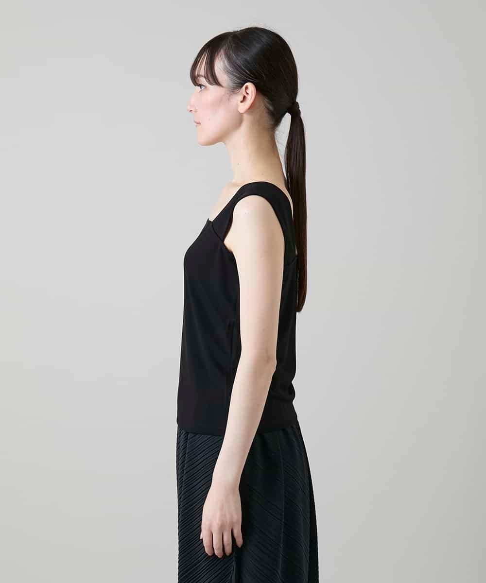 RHKEF97150 HIROKO KOSHINO(ヒロココシノ) ドライポンチデザインタンクトップ/日本製/洗濯機で洗える ブラック