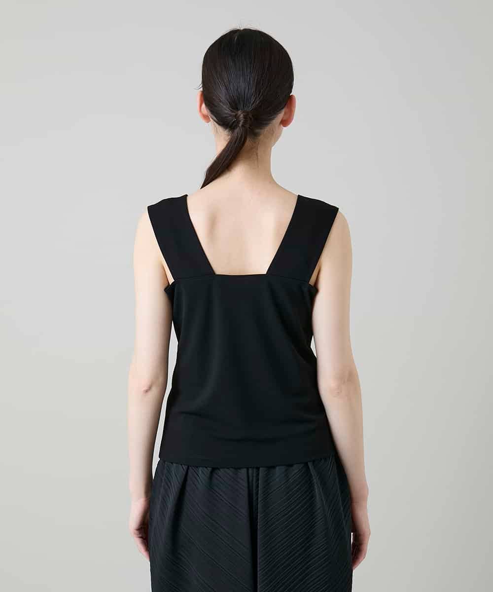 RHKEF97150 HIROKO KOSHINO(ヒロココシノ) ドライポンチデザインタンクトップ/日本製/洗濯機で洗える ブラック