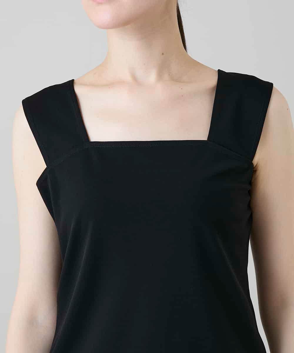 RHKEF97150 HIROKO KOSHINO(ヒロココシノ) ドライポンチデザインタンクトップ/日本製/洗濯機で洗える ブラック