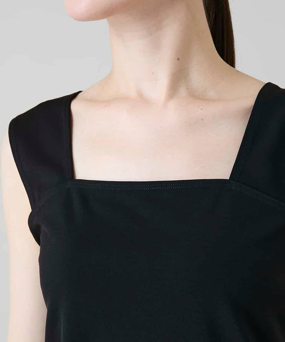 RHKEF97150 HIROKO KOSHINO(ヒロココシノ) ドライポンチデザインタンクトップ/日本製/洗濯機で洗える ブラック