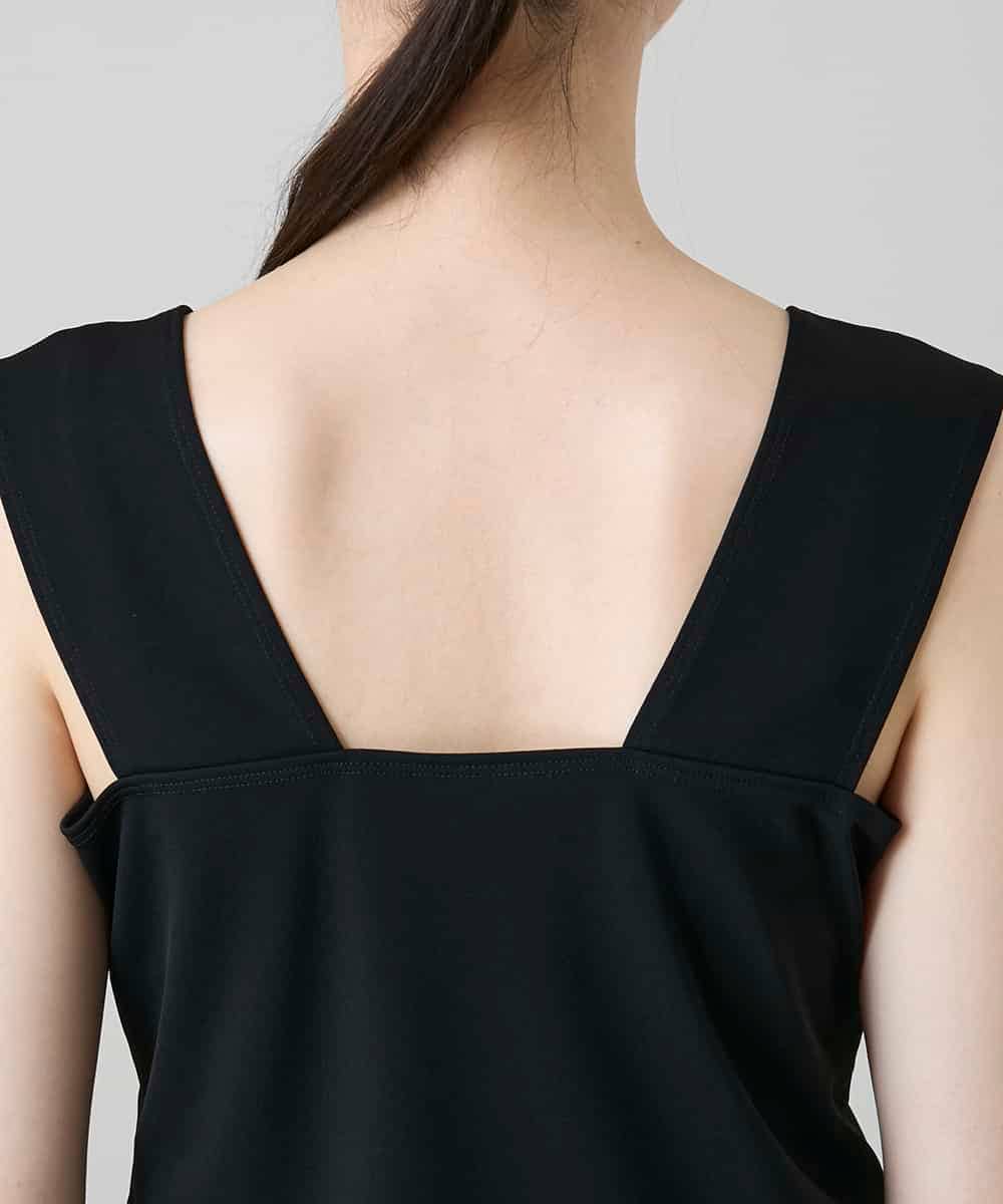 RHKEF97150 HIROKO KOSHINO(ヒロココシノ) ドライポンチデザインタンクトップ/日本製/洗濯機で洗える ブラック