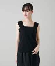 RHKEF97150 HIROKO KOSHINO(ヒロココシノ) ドライポンチデザインタンクトップ/日本製/洗濯機で洗える ブラック