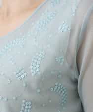 RHKEV26390 HIROKO KOSHINO(ヒロココシノ) 【日本製/洗える】スパンコール刺繍チュールインナートップ ライトブルー