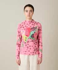 RHKFD01390 HIROKO KOSHINO(ヒロココシノ) アートフルフラワーカットソー /日本製/洗える ピンク