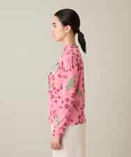 RHKFD01390 HIROKO KOSHINO(ヒロココシノ) アートフルフラワーカットソー /日本製/洗える ピンク