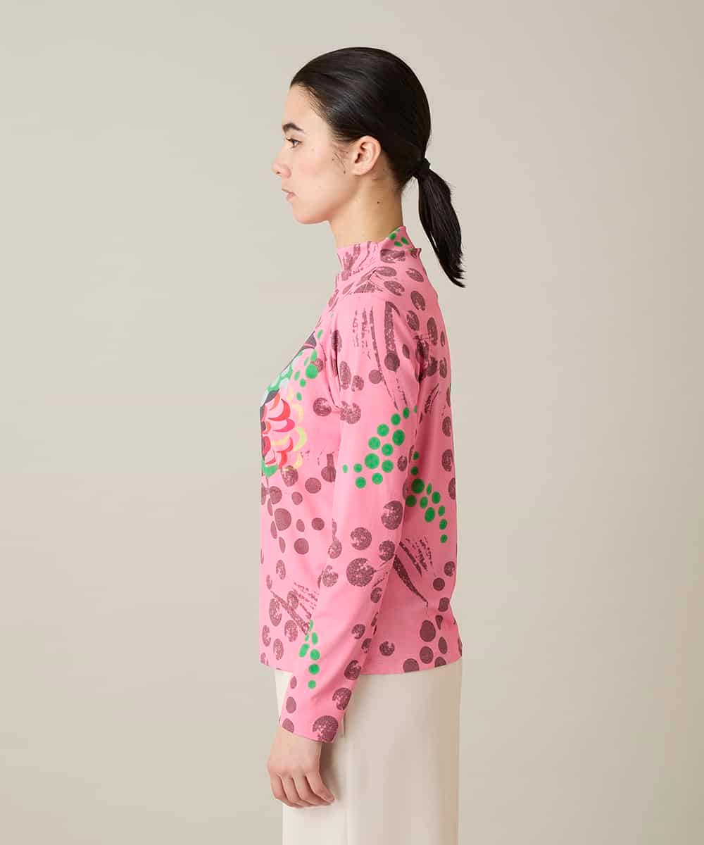 RHKFD01390 HIROKO KOSHINO(ヒロココシノ) アートフルフラワーカットソー /日本製/洗える ピンク