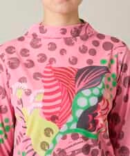 RHKFD01390 HIROKO KOSHINO(ヒロココシノ) アートフルフラワーカットソー /日本製/洗える ピンク