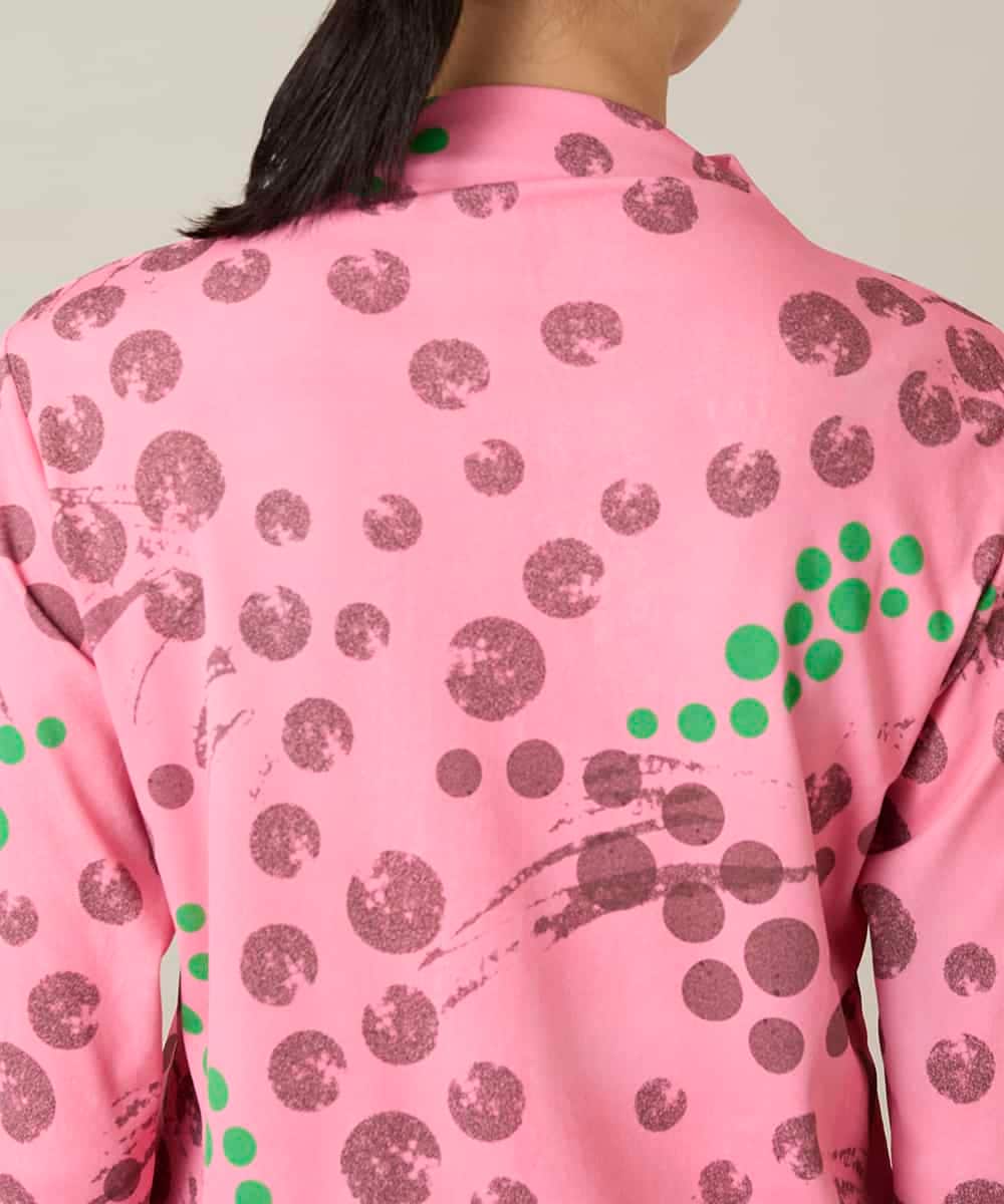 RHKFD01390 HIROKO KOSHINO(ヒロココシノ) アートフルフラワーカットソー /日本製/洗える ピンク