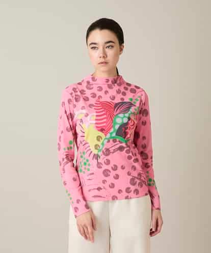 RHKFD01390 HIROKO KOSHINO アートフルフラワーカットソー /日本製/洗える