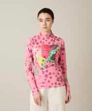 RHKFD01390 HIROKO KOSHINO(ヒロココシノ) アートフルフラワーカットソー /日本製/洗える ピンク