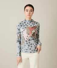 RHKFD01390 HIROKO KOSHINO(ヒロココシノ) アートフルフラワーカットソー /日本製/洗える グレー