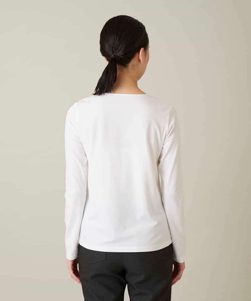 RHKFD02270 HIROKO KOSHINO(ヒロココシノ) スパンコールロゴミニマルカットソー /日本製/洗える アイボリー