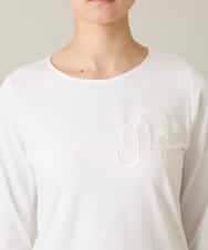 RHKFD02270 HIROKO KOSHINO(ヒロココシノ) スパンコールロゴミニマルカットソー /日本製/洗える アイボリー