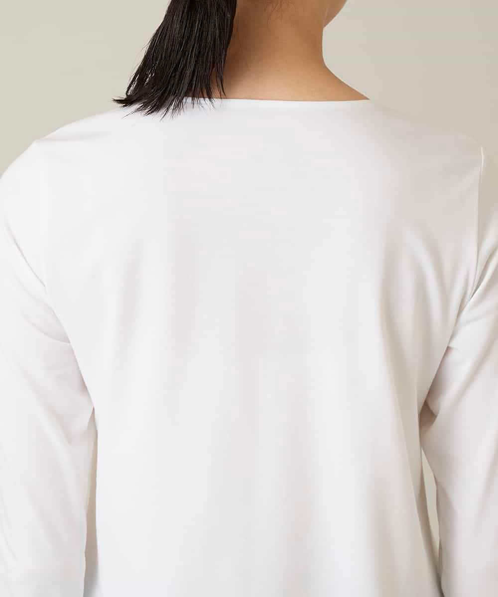 RHKFD02270 HIROKO KOSHINO(ヒロココシノ) スパンコールロゴミニマルカットソー /日本製/洗える アイボリー