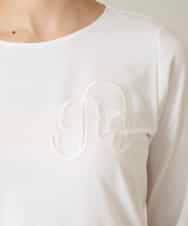 RHKFD02270 HIROKO KOSHINO(ヒロココシノ) スパンコールロゴミニマルカットソー /日本製/洗える アイボリー