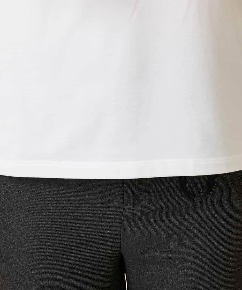 RHKFD02270 HIROKO KOSHINO(ヒロココシノ) スパンコールロゴミニマルカットソー /日本製/洗える アイボリー