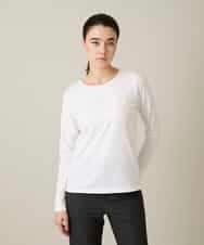 RHKFD02270 HIROKO KOSHINO(ヒロココシノ) スパンコールロゴミニマルカットソー /日本製/洗える アイボリー